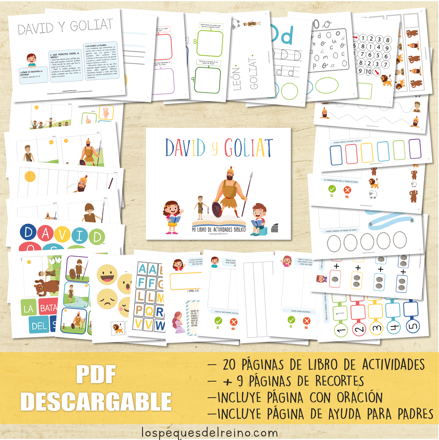 DAVID Y GOLIAT - Libro de actividades bíblicas para Preescolar