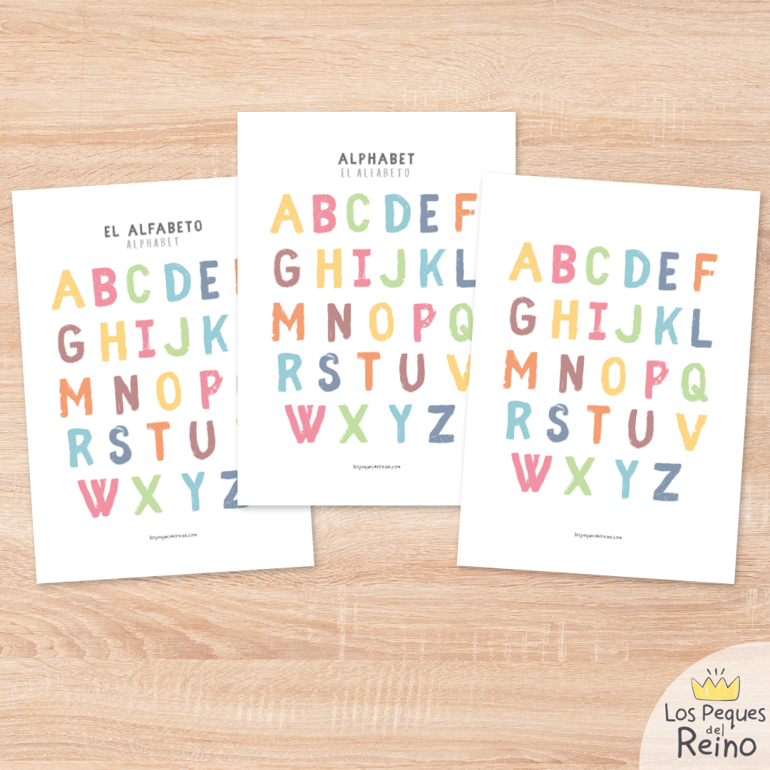 Póster educativo bilingüe - Alfabeto - Inglés/español
