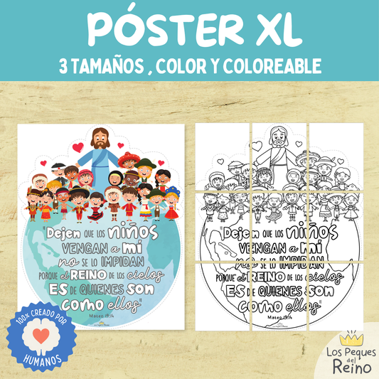 Póster XL - Mateo 19:!4  - Jesus ama a los niños