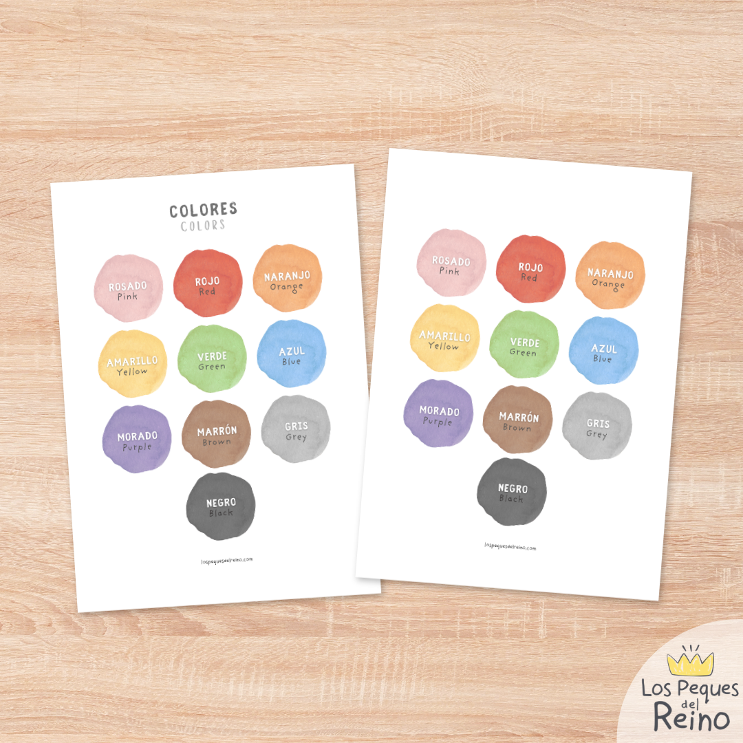 Póster educativo bilingüe - Colores - Inglés/Español