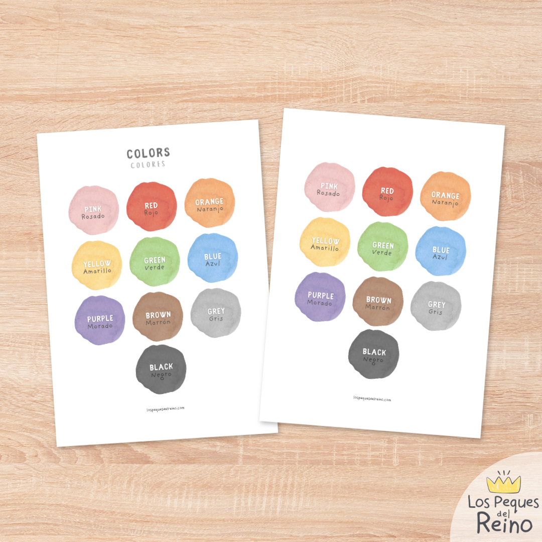 Póster educativo bilingüe - Colores - Inglés/Español