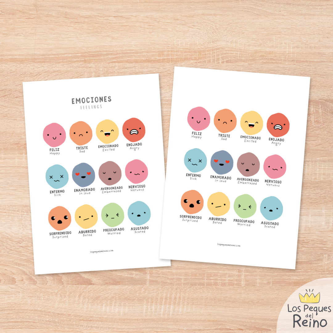 Póster educativo Emociones - bilingüe (Inglés/Español)