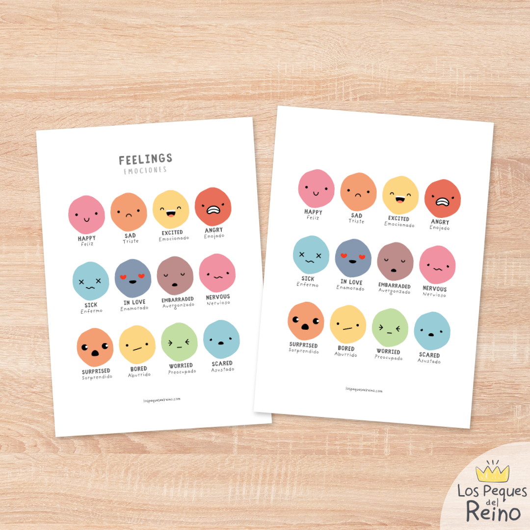 Póster educativo Emociones - bilingüe (Inglés/Español)