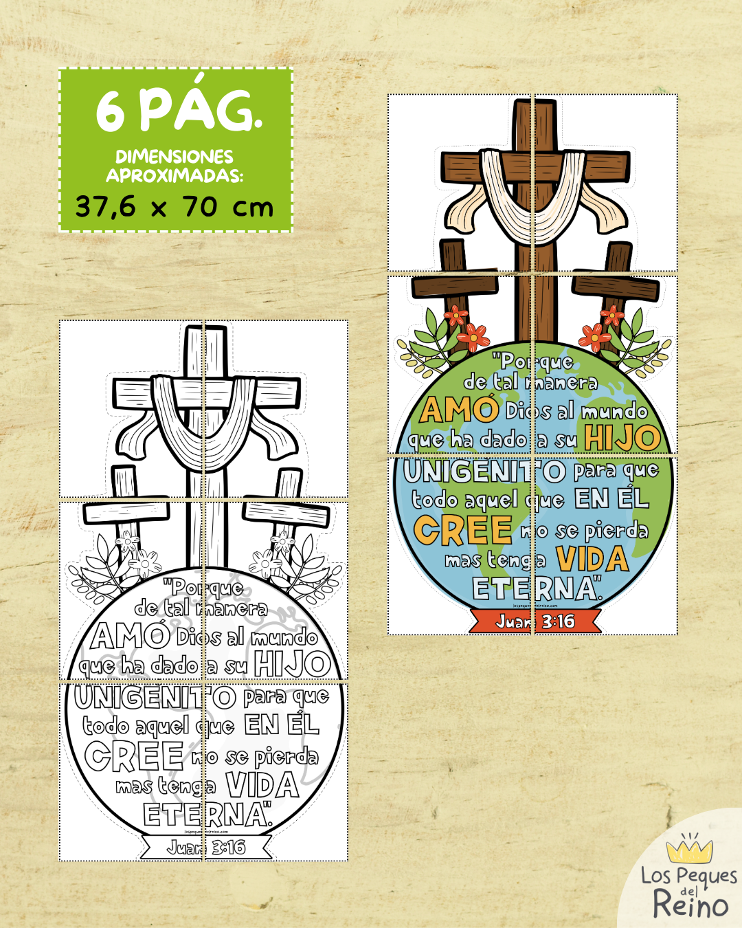 ✝️¡NUEVO! - Póster Cruz + verso Juan 3:16 - Semana Santa - A4