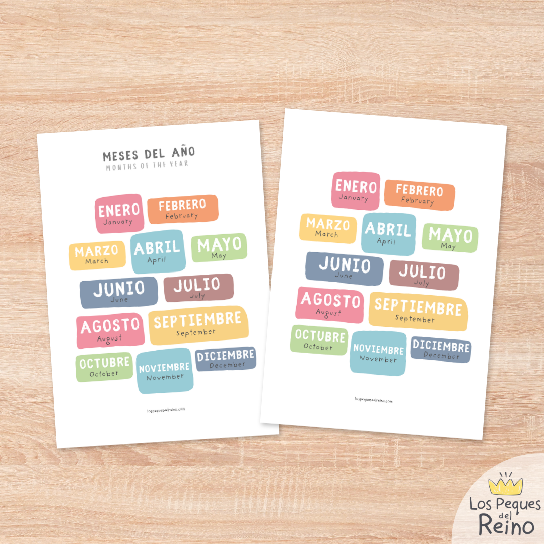 Póster educativo - Meses del año - bilingüe (Inglés/Español)