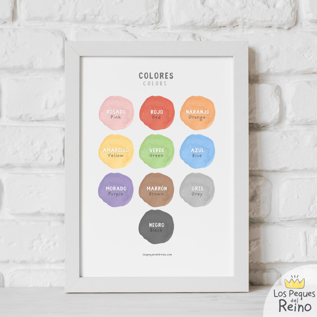 Póster educativo bilingüe - Colores - Inglés/Español