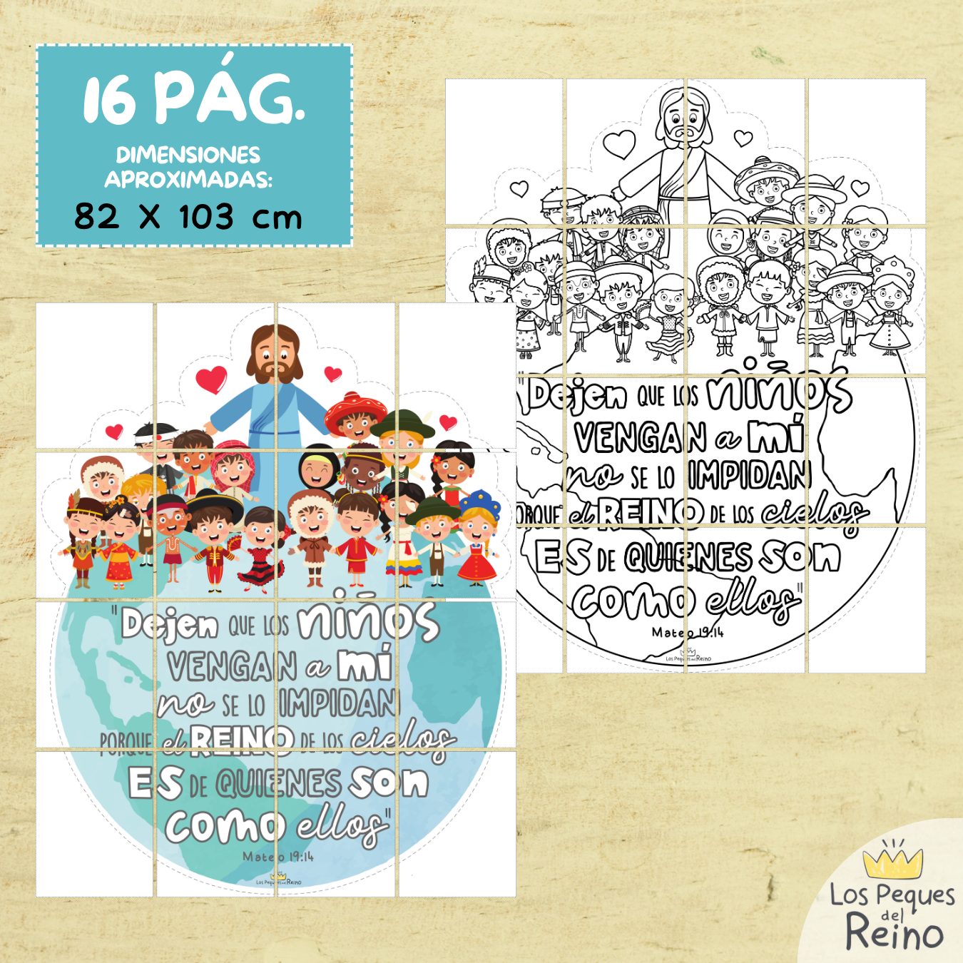 Póster XL - Mateo 19:!4  - Jesus ama a los niños