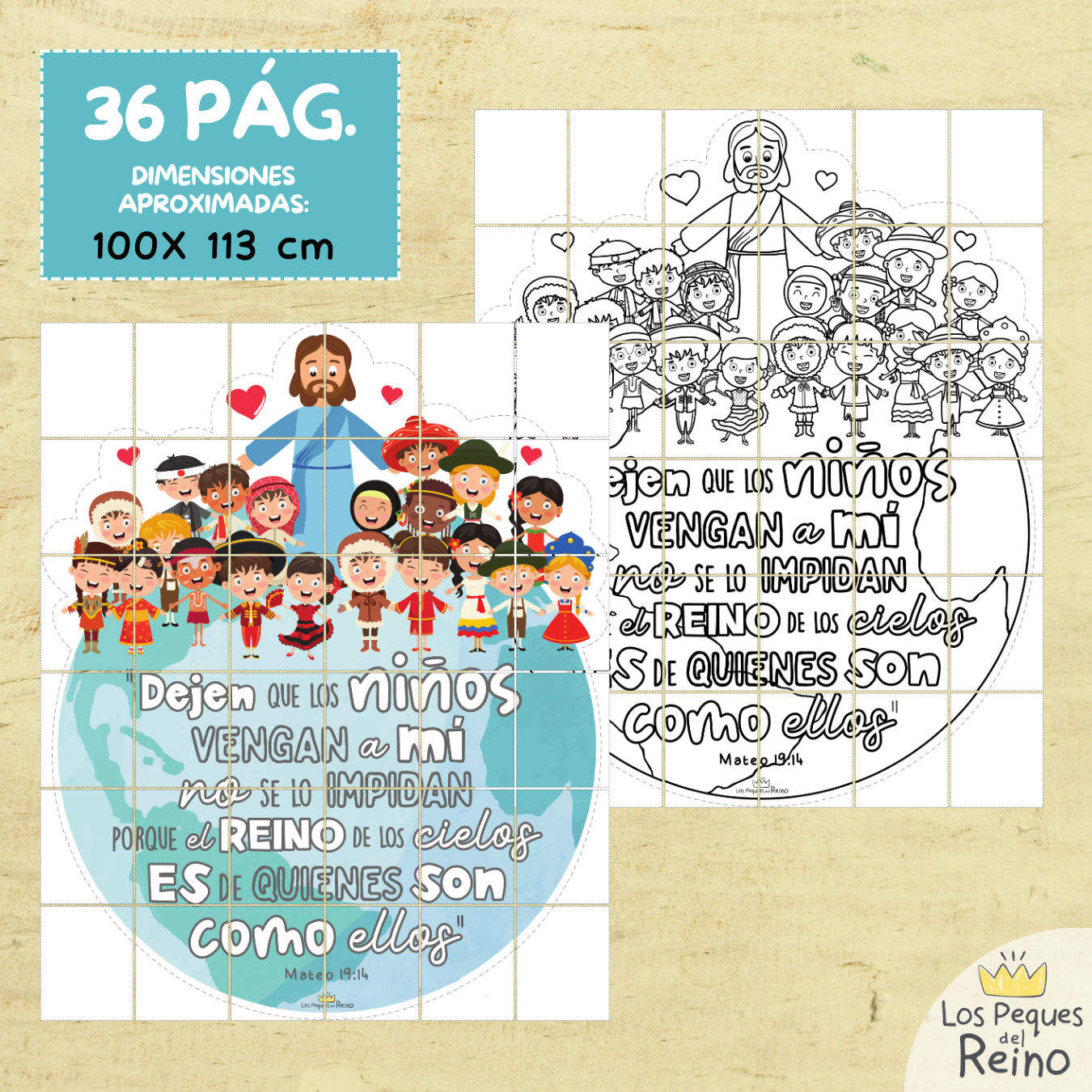 Póster XL - Mateo 19:!4  - Jesus ama a los niños