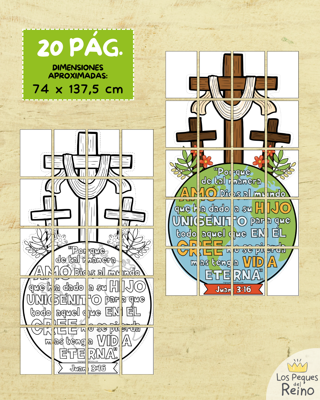 ✝️¡NUEVO! - Póster Cruz + verso Juan 3:16 - Semana Santa - A4