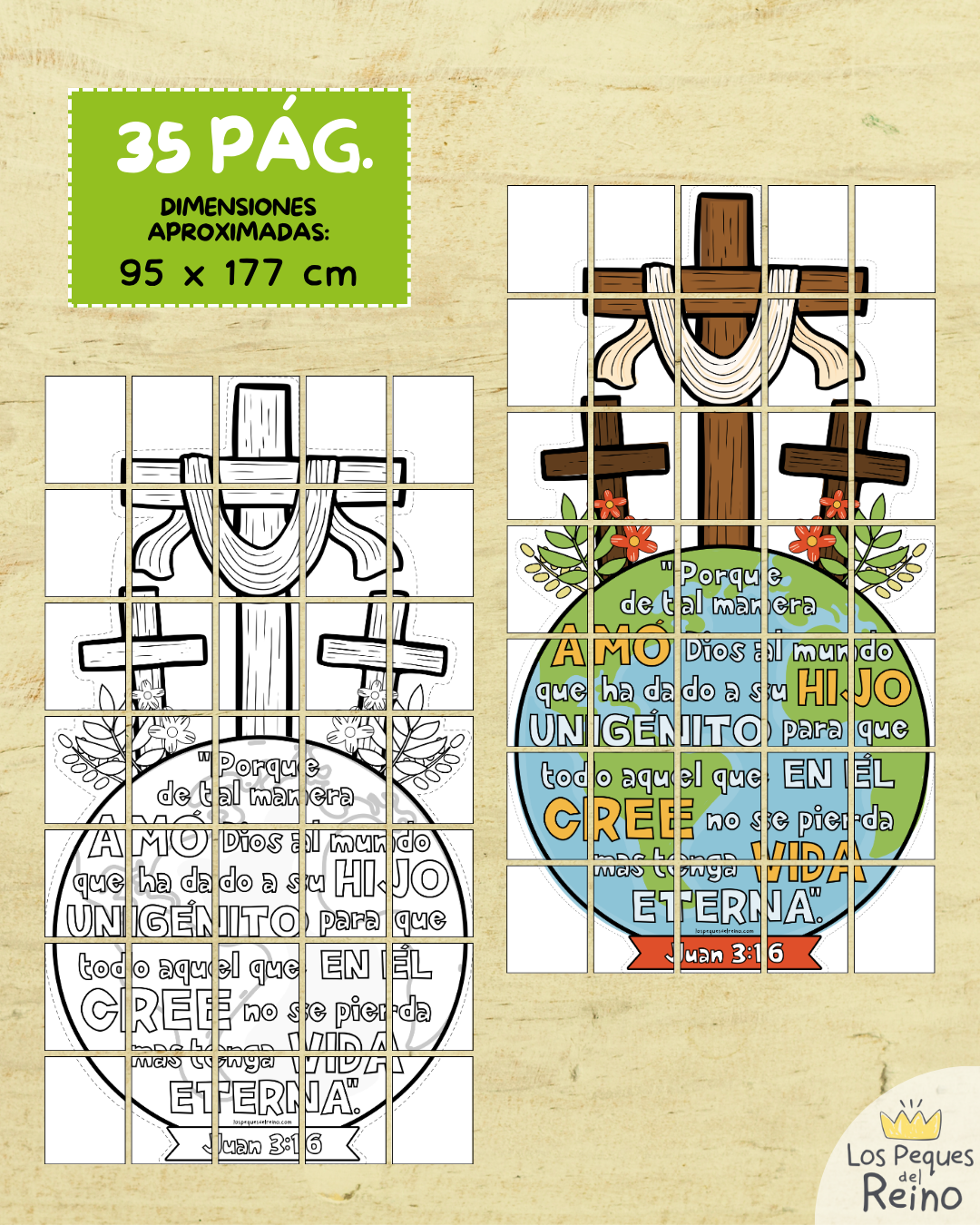 ✝️¡NUEVO! - Póster Cruz + verso Juan 3:16 - Semana Santa - A4