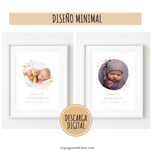 Póster personalizable nacimiento bebé - Diseño Mínimal