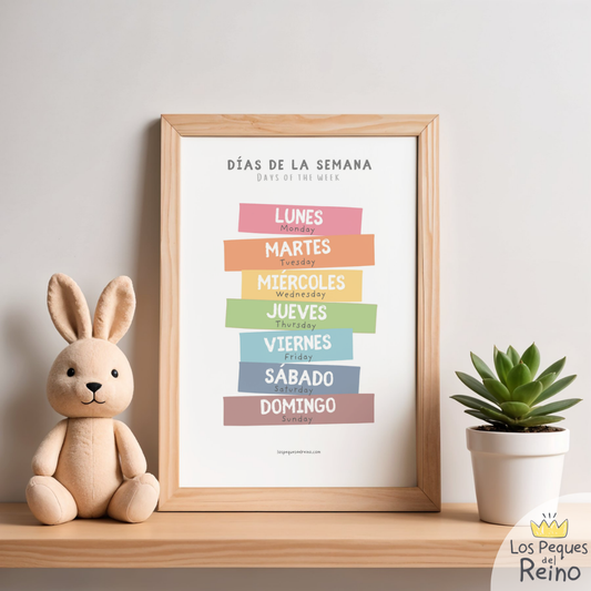 Póster educativo - Días de la Semana - bilingüe (Inglés/Español)