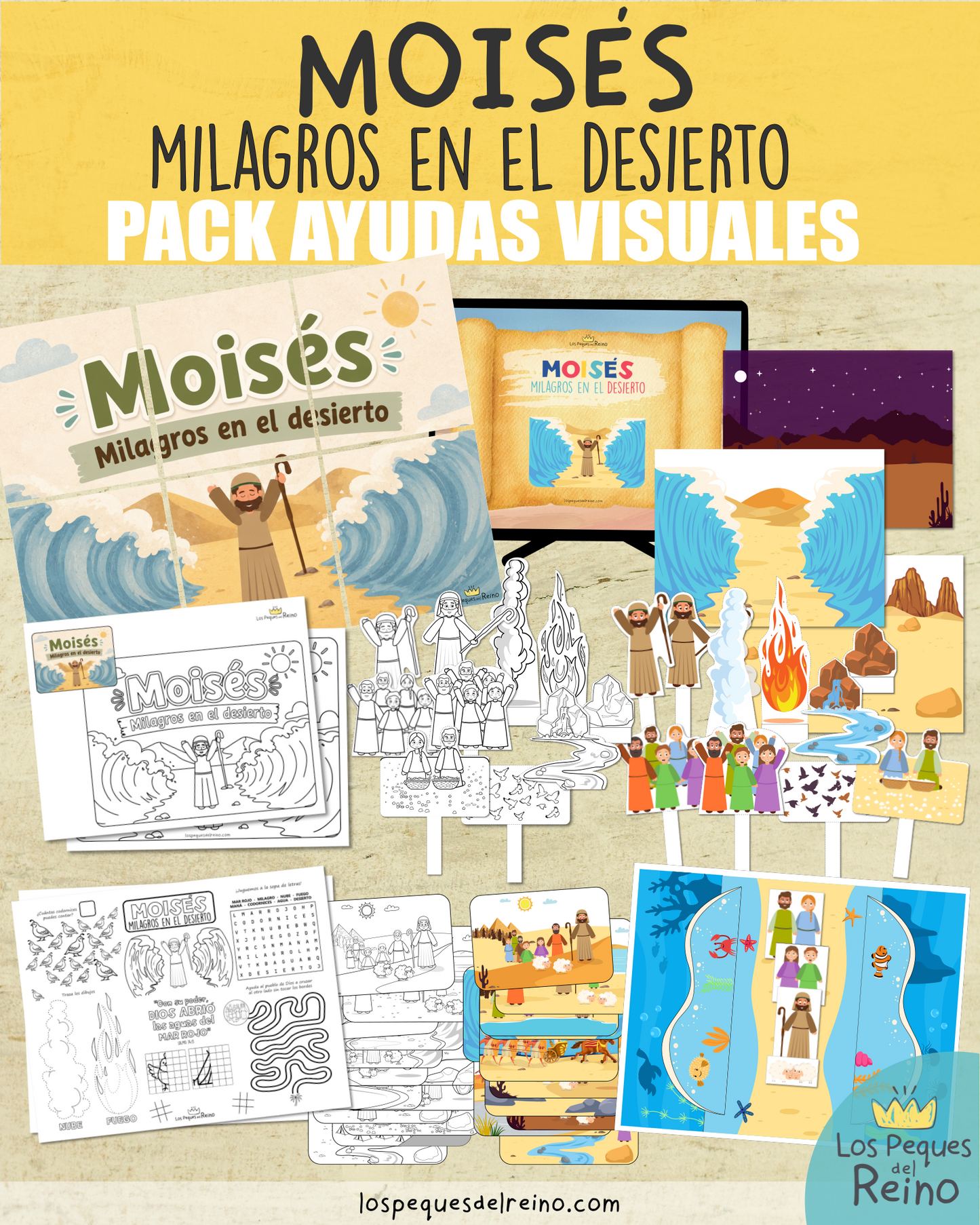 🌟Ayudas visuales para clase - "MOISÉS, MILAGROS EN EL DESIERTO" 🌊
