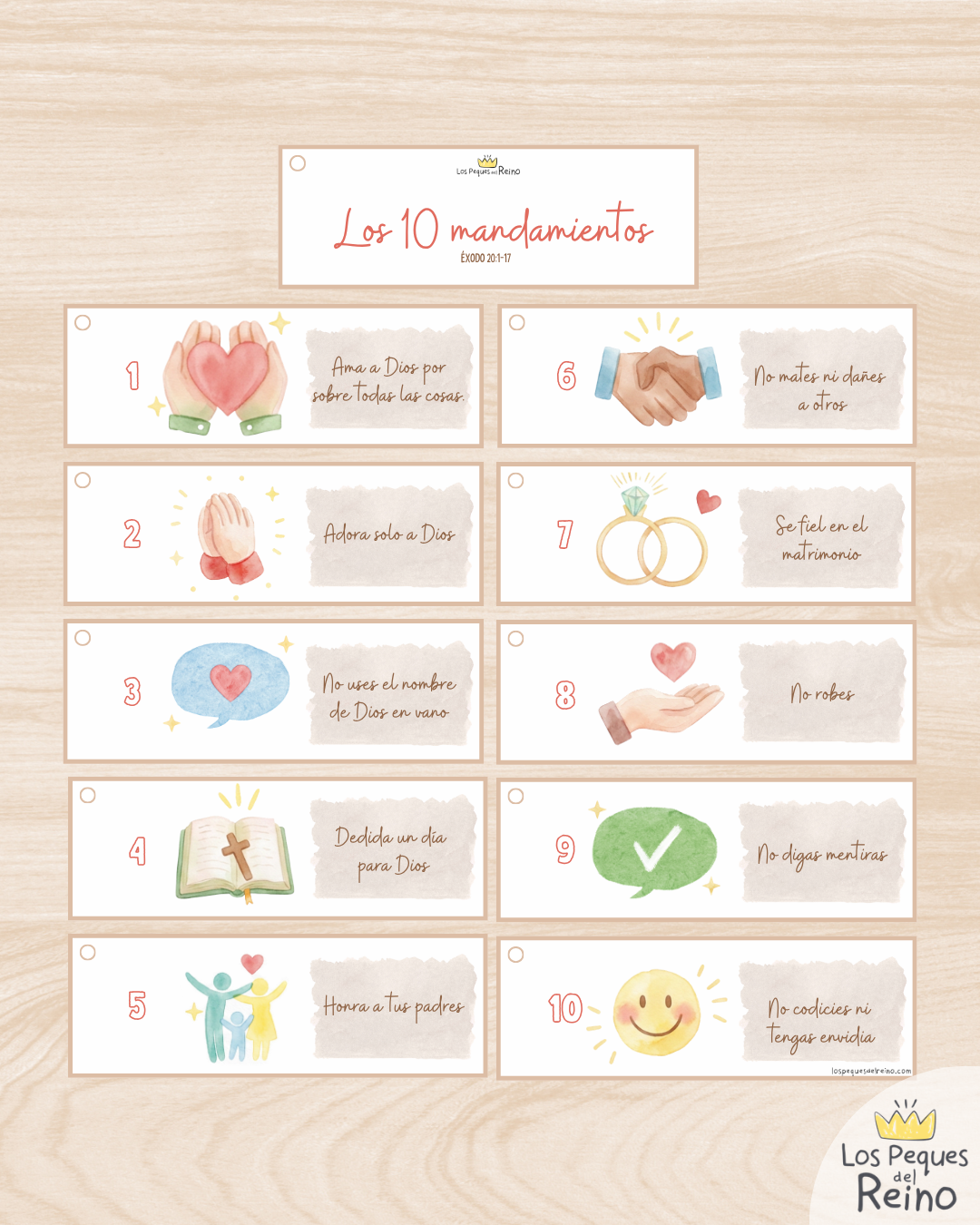 Lámina decorativa - Los 10 mandamientos - imprimible