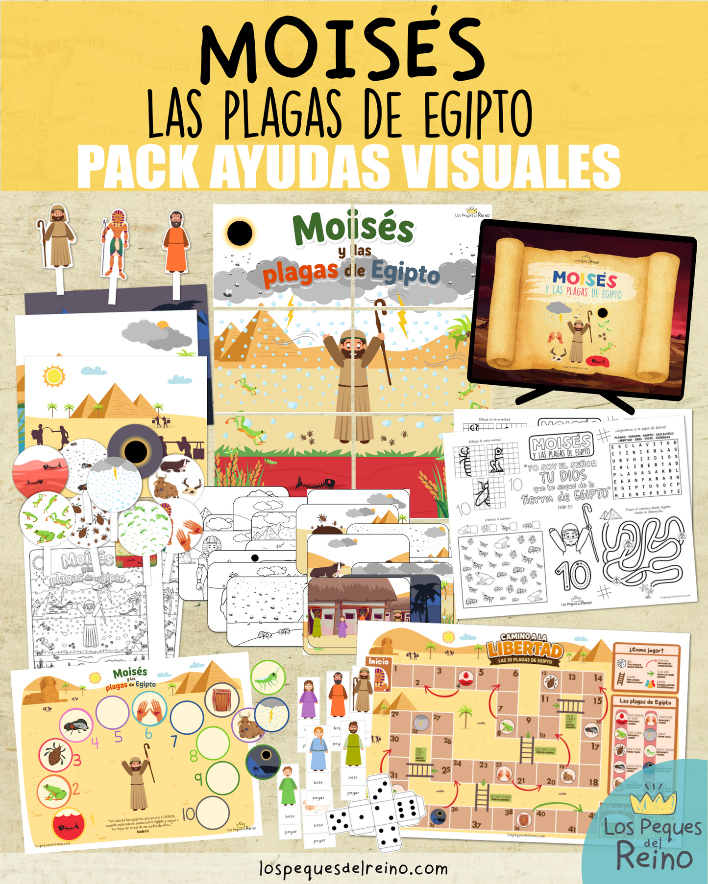 🌟Ayudas visuales para clase - MOISÉS y las PLAGAS DE EGIPTO🩸