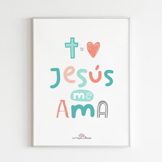 Lámina decorativa Jesús me ama (niña) - imprimible
